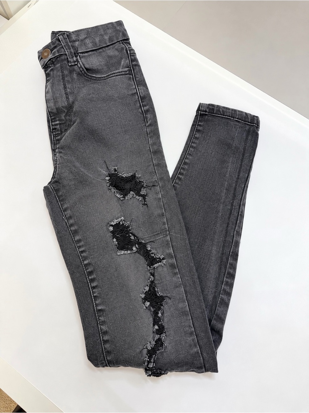 Source Unknown Black Distressed Skinny Jeans